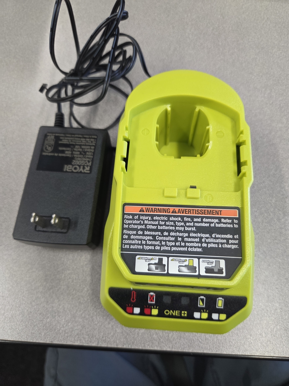 Ryobi ONE+ Battery Charger in Neon Yellow-Green
